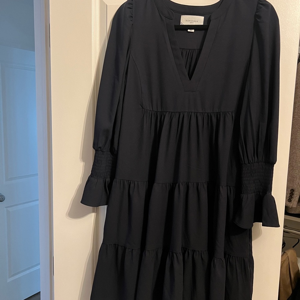 Pomander Place Kenzo Navy Long Sleeve Tiered Dress